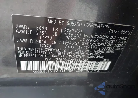 2022 Subaru Outback Wilderness from USA, damaged, VIN 4S4BTGUDXN3139737